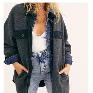 Free People Ruby Soft Oversized‎ Slouchy Shacket - Washed Black color, XS, EUC!